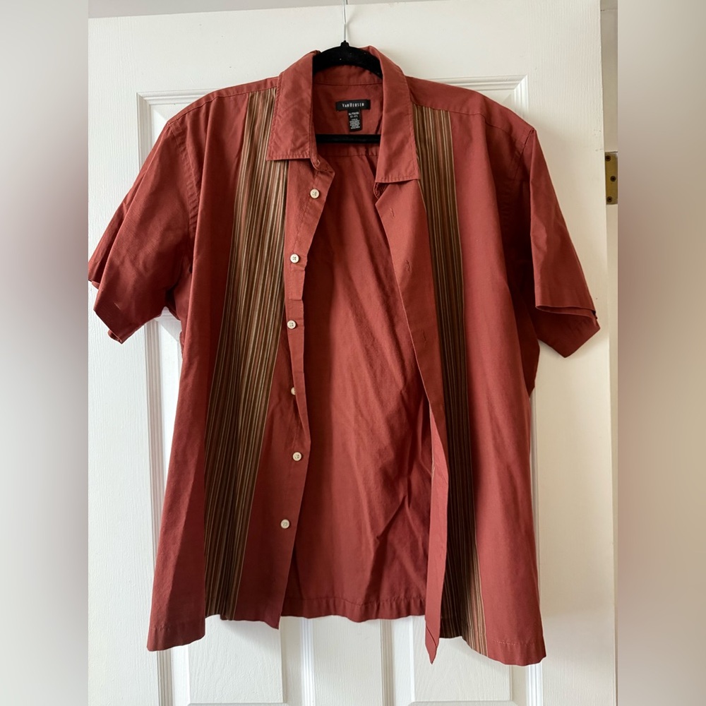 Van Heusen Men's Rust and Brown Casual Shirt